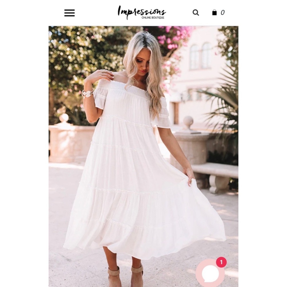 White midi dress